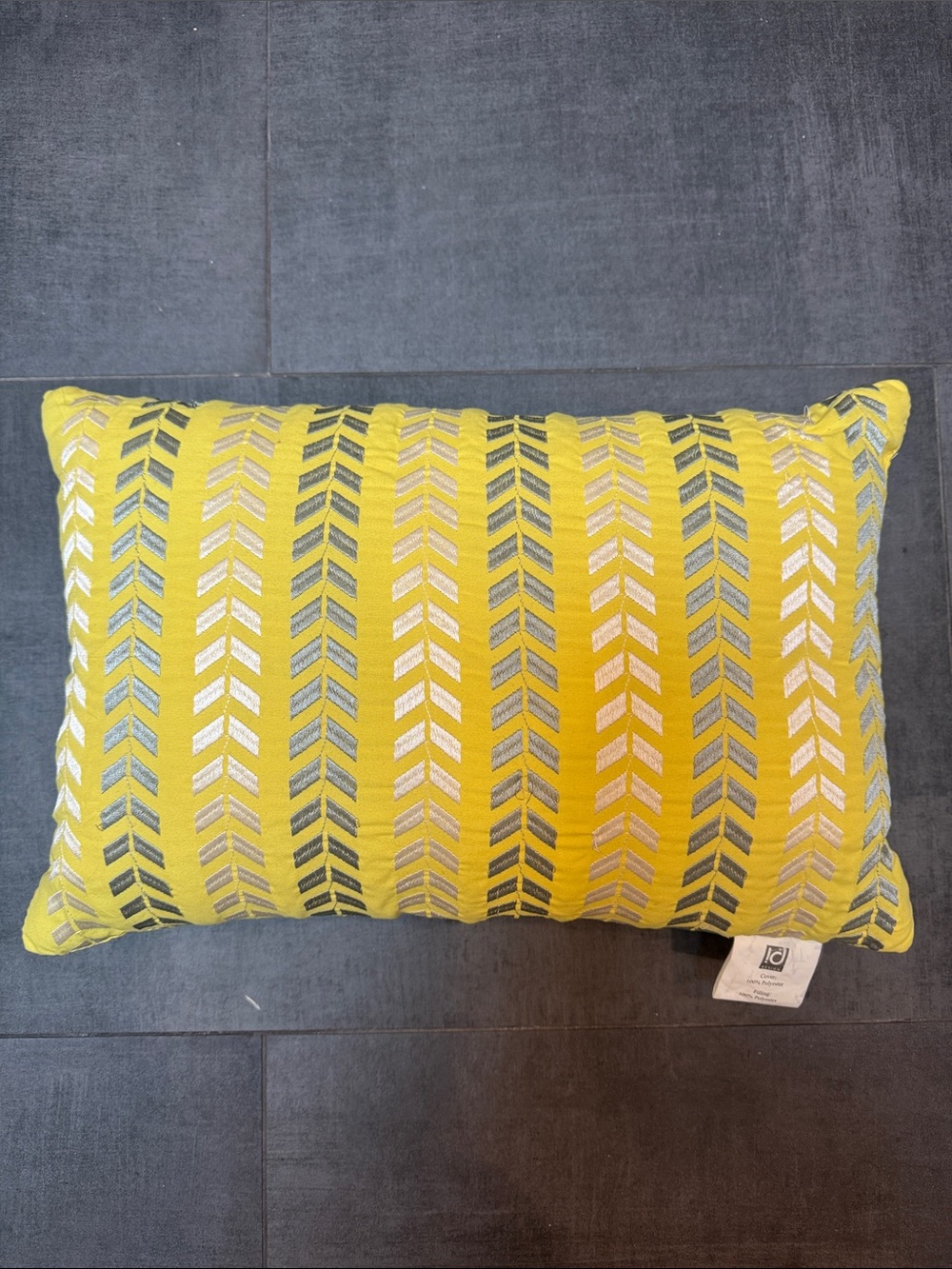 Embroidered Chevron Accent Pillow in Yellow